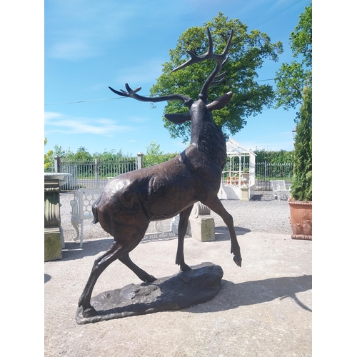 348 - Exceptional quality bronze sculpture of a Majestic Stag mounted on craggy rock {205 cm  H x 150 cm W... 