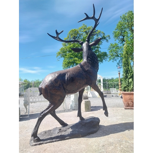 348 - Exceptional quality bronze sculpture of a Majestic Stag mounted on craggy rock {205 cm  H x 150 cm W... 