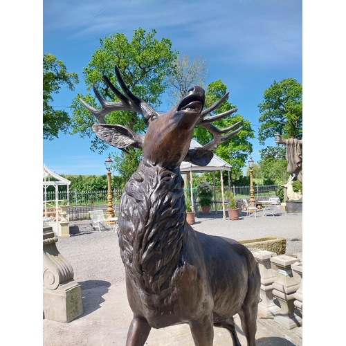 348 - Exceptional quality bronze sculpture of a Majestic Stag mounted on craggy rock {205 cm  H x 150 cm W... 