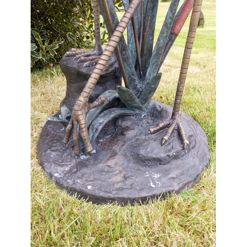 350 - Exceptional quality water feature of Storks in the bull rushes {156 cm H x 54 cm Dia.}.