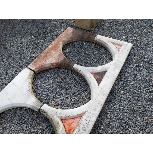 366 - Two early 20th C. carved marble ecclesiastical arches {43 cm H x 218 cm W x 8 cm D each}.