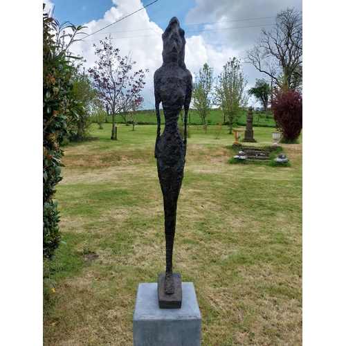 373 - Exceptional quality contemporary bronze sculpture of a Lady signed raised on slate plinth {Overall d... 