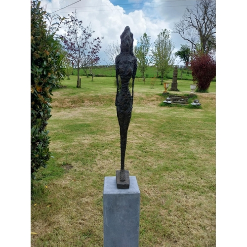 373 - Exceptional quality contemporary bronze sculpture of a Lady signed raised on slate plinth {Overall d... 