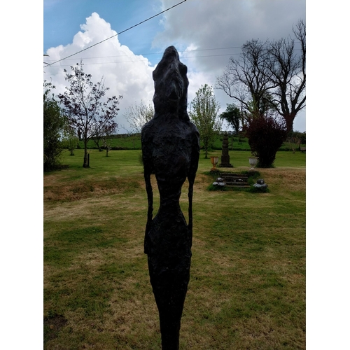 373 - Exceptional quality contemporary bronze sculpture of a Lady signed raised on slate plinth {Overall d... 