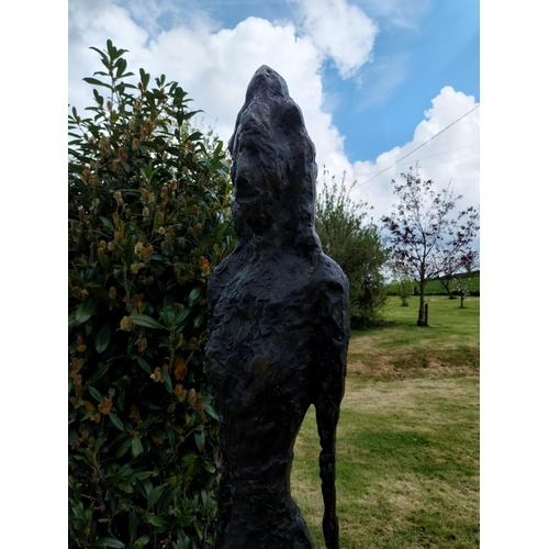 373 - Exceptional quality contemporary bronze sculpture of a Lady signed raised on slate plinth {Overall d... 