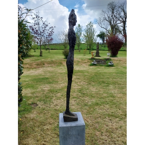 373 - Exceptional quality contemporary bronze sculpture of a Lady signed raised on slate plinth {Overall d... 