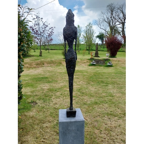 373 - Exceptional quality contemporary bronze sculpture of a Lady signed raised on slate plinth {Overall d... 