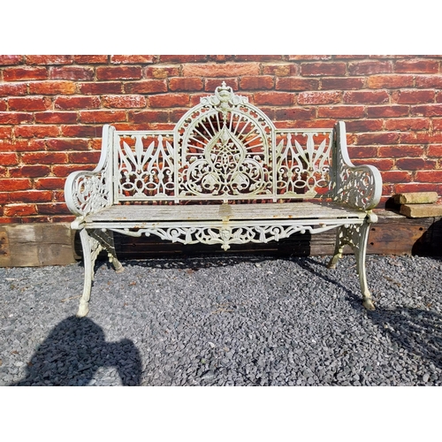 375 - Good quality Pierce Wexford cast iron garden bench {108 cm H x 132 cm W x 65 cm D}.