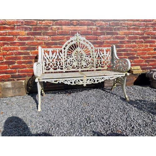 375 - Good quality Pierce Wexford cast iron garden bench {108 cm H x 132 cm W x 65 cm D}.