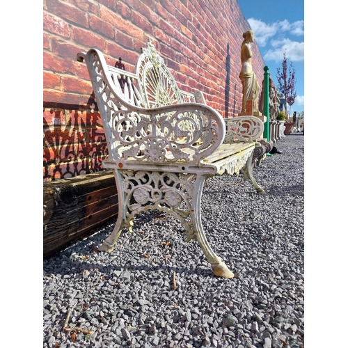 375 - Good quality Pierce Wexford cast iron garden bench {108 cm H x 132 cm W x 65 cm D}.