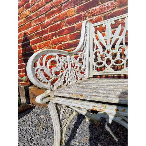 375 - Good quality Pierce Wexford cast iron garden bench {108 cm H x 132 cm W x 65 cm D}.