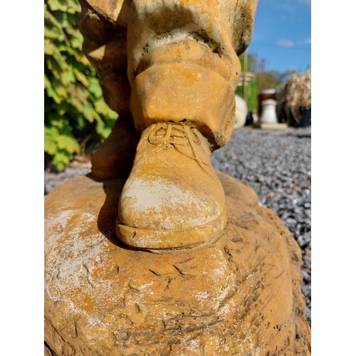 392 - Moulded stone statue of Boy and Girl {125 cm H x 71 cm W  x 31 cm D}.