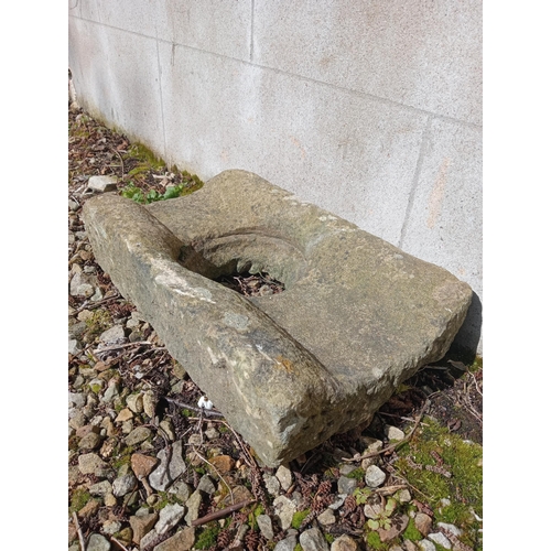 393 - Rectangular sandstone gully {H 11cm x W 50cm x D 30cm }. (NOT AVAILABLE TO VIEW IN PERSON)