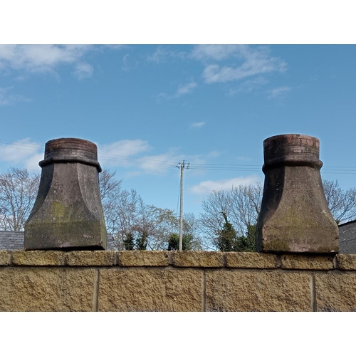 395 - Pair of salt glazed chimney pots {H 52cm x 34 x 34 }.