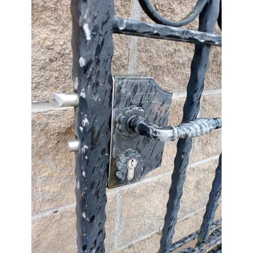 399 - Cast iron pedestrian gate with lock {H 122cm x W 97cm x D 4cm }. (NOT AVAILABLE TO VIEW IN PERSON)