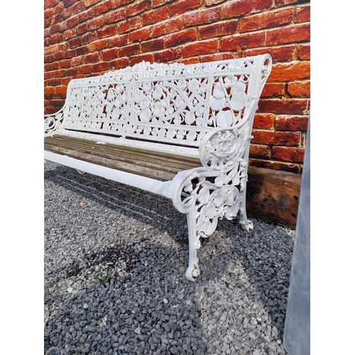 408 - Rare 19th C. cast iron Coalbrookdale garden bench with nasturtium design {86 cm H x 183 cm W x 66 cm... 