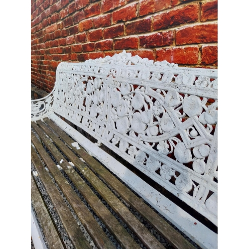 408 - Rare 19th C. cast iron Coalbrookdale garden bench with nasturtium design {86 cm H x 183 cm W x 66 cm... 