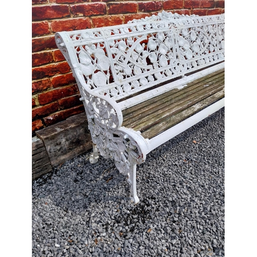 408 - Rare 19th C. cast iron Coalbrookdale garden bench with nasturtium design {86 cm H x 183 cm W x 66 cm... 