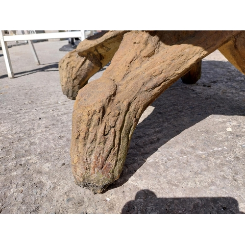 410 - Moulded stone garden table in the form of tree branches {80 cm H x 112 cm Dia.}.