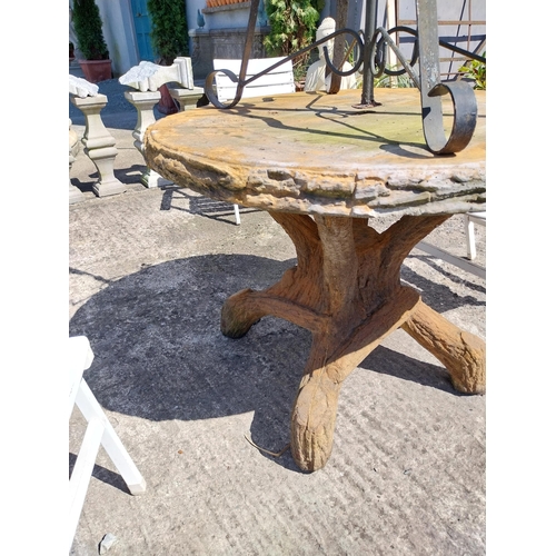 410 - Moulded stone garden table in the form of tree branches {80 cm H x 112 cm Dia.}.