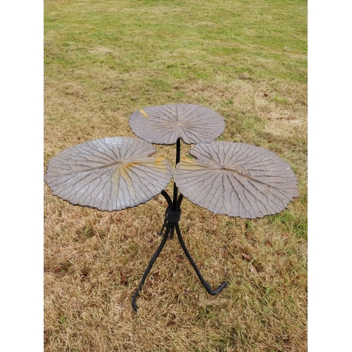 411 - Bronze garden coffee table in the form of lily pads {55 cm H x 54 cm Dia.}.