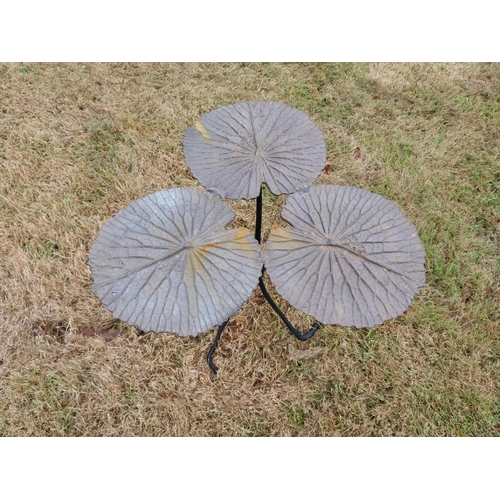 411 - Bronze garden coffee table in the form of lily pads {55 cm H x 54 cm Dia.}.