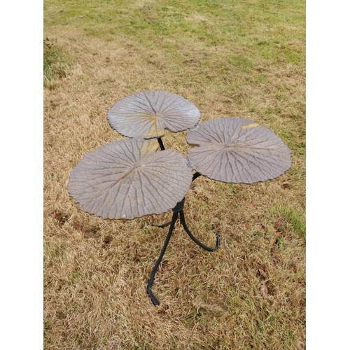 411 - Bronze garden coffee table in the form of lily pads {55 cm H x 54 cm Dia.}.