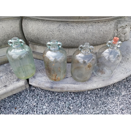 414 - Collection of four glass demijohns {36 cm H x 16 cm Dia.}.