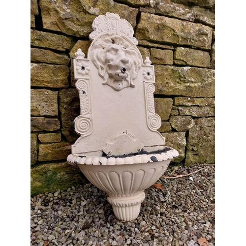 418 - Good quality cast iron wall mounted water feature decorated with Lions mask {80 cm H x 41 cm W x 22 ... 