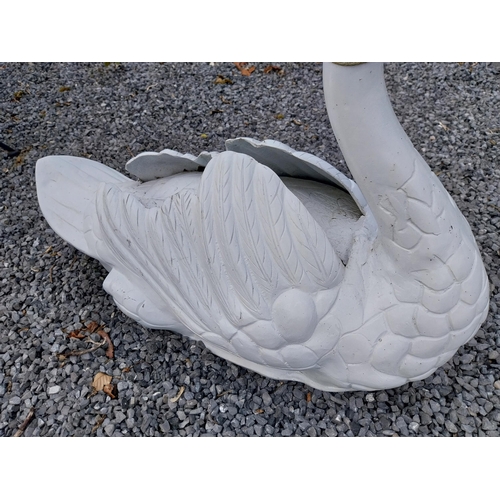 419 - Good quality painted aluminium statue of a Swan {65 cm H x 94 cm W x 38 cm D}.