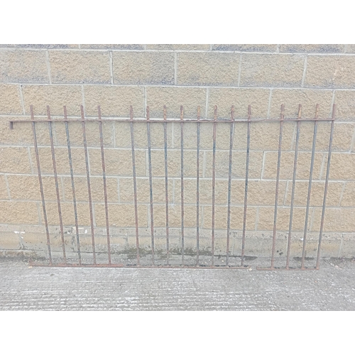 421 - Three black railings {H 130cm x W 238cm}. (NOT AVAILABLE TO VIEW IN PERSON)