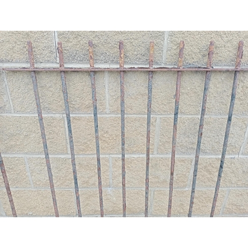 421 - Three black railings {H 130cm x W 238cm}. (NOT AVAILABLE TO VIEW IN PERSON)