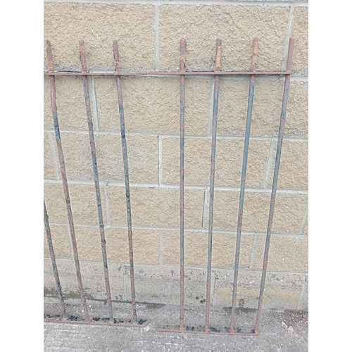 421 - Three black railings {H 130cm x W 238cm}. (NOT AVAILABLE TO VIEW IN PERSON)