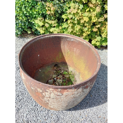 422 - Rare large 19th C. cast iron famine pot {93 cm H x 132 cm W x 104 cm D}.