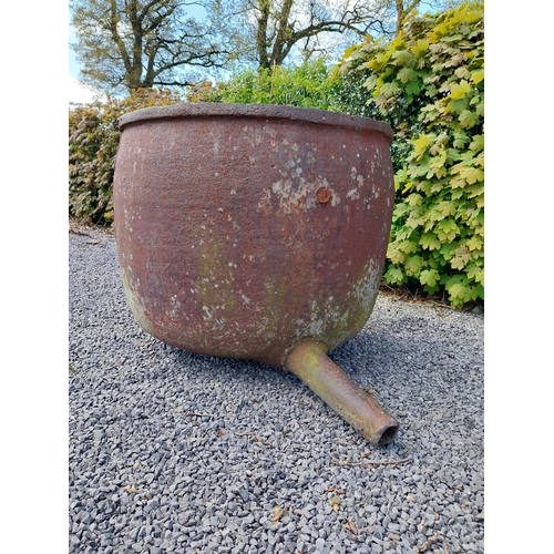 422 - Rare large 19th C. cast iron famine pot {93 cm H x 132 cm W x 104 cm D}.