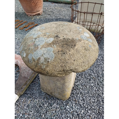 427 - Sandstone staddle stone {60 cm H x 50 cm Dia}. (NOT AVAILABLE TO VIEW IN PERSON)