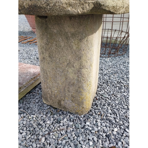 427 - Sandstone staddle stone {60 cm H x 50 cm Dia}. (NOT AVAILABLE TO VIEW IN PERSON)