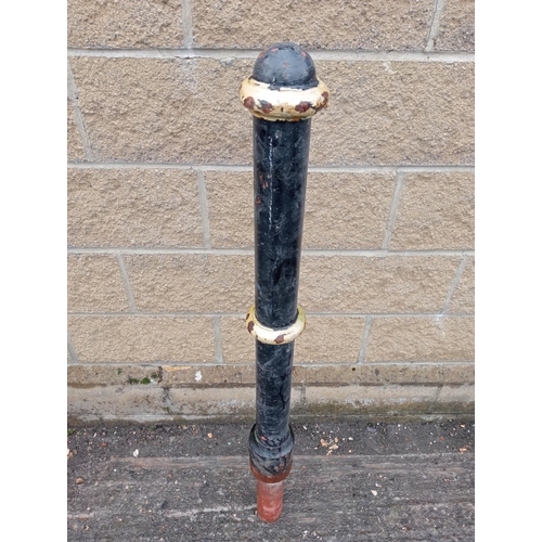 428 - Four cast iron bollards {H 130cm x Dia 12cm }. (NOT AVAILABLE TO VIEW IN PERSON)