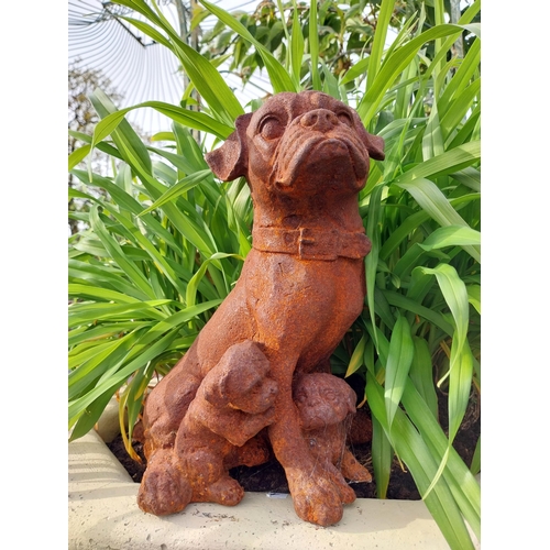 434. - Good quality cast iron statuette of Pug and her pups {32 cm H x 24 cm W x 19 cm D}.