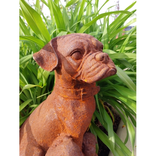 434. - Good quality cast iron statuette of Pug and her pups {32 cm H x 24 cm W x 19 cm D}.