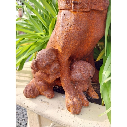 434. - Good quality cast iron statuette of Pug and her pups {32 cm H x 24 cm W x 19 cm D}.