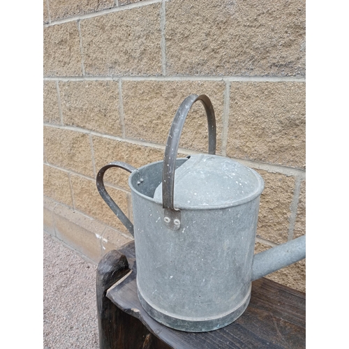 439 - Pair of galvanised watering cans {H 40cm x W 50cm x D 15cm }. (NOT AVAILABLE TO VIEW IN PERSON)