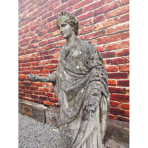 442 - Early 20th C. composition statue of a Grecian Lady {122 cm H x 42 cm W x 40 cm D}.