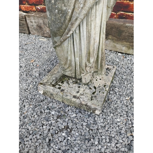 442 - Early 20th C. composition statue of a Grecian Lady {122 cm H x 42 cm W x 40 cm D}.