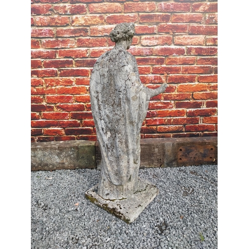 442 - Early 20th C. composition statue of a Grecian Lady {122 cm H x 42 cm W x 40 cm D}.