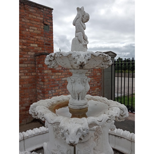 443 - Composition stone horse head fountain {H 240cm x Dia 340cm }.