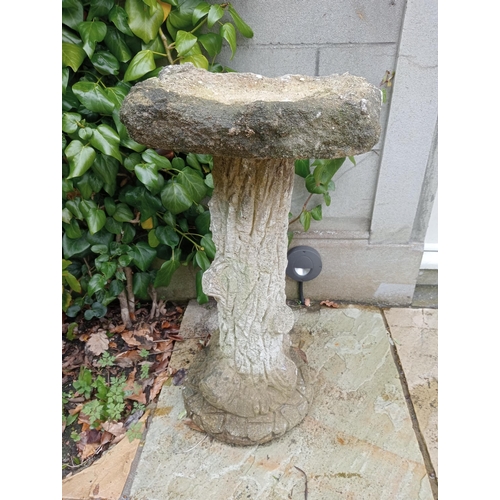 449 - Composition stone tree trunk circular bird bath {H 57cm x Dia 35cm }. (NOT AVAILABLE TO VIEW IN PERS... 