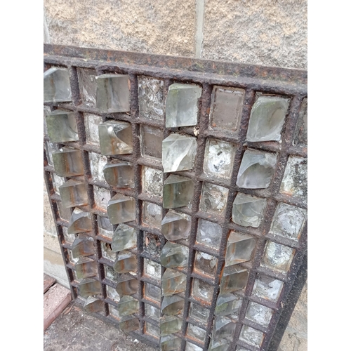 457 - Cast iron pavement light from Farringdon road London {H 4 x 87 x 112}. (NOT AVAILABLE TO VIEW IN PER... 