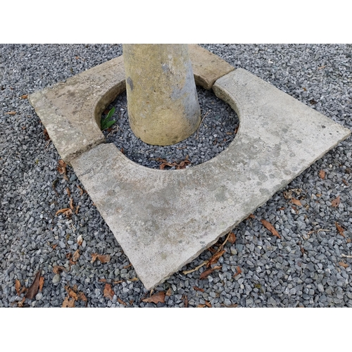 468 - Sandstone tree surround {10 cm H x 103 cm W x 84 cm D and Inner dimension 50 cm Dia.}.