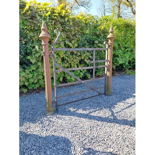 512 - 19th C. wrought iron gate with two cast iron posts {Overall dimensions 136 cm H x 137 cm W x 17 cm D... 